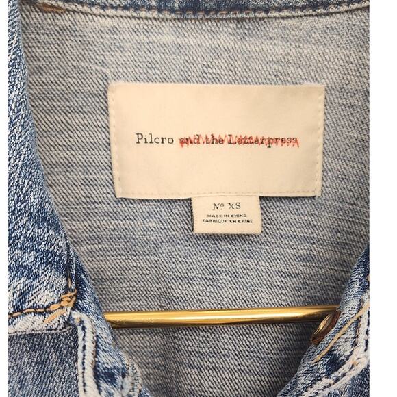 Pilcro And The Letter Press Denim Military Mix Green Blue Jacket Size XS - Picture 12 of 14